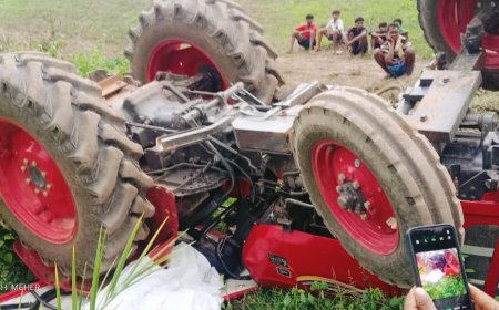 ଡଙ୍ଗର ଜମି ଚଷିବା ବେଳେ ଟ୍ରାକ୍ଟର ଓଲଟି ଯୁବକର ମୃତ୍ୟୁ।