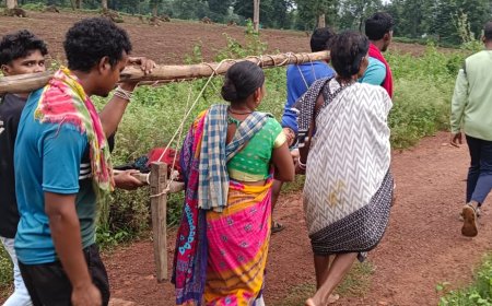 ଗାଁକୁ ପହଞ୍ଚି ପାରିଲା ନାହିଁ ଆମ୍ବୁଲାନ୍ସ, ଖଟିଆରେ 4କିଲୋମିଟର ବୁହାହେଲେ ଗର୍ଭବତୀ ।