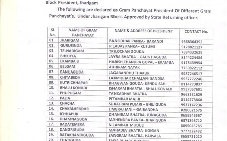 ବିଜେଡି ପଂଚାୟତ ସଭାପତିଙ୍କ ନାମ ଘୋଷଣା।