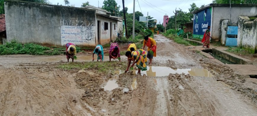 ରାସ୍ତାରେ ଧାନ ତୋଳି ରୋଇ ପ୍ରତିବାଦ କଲେ ତାଲିଆମ୍ବା ସାହି ମହିଳା।