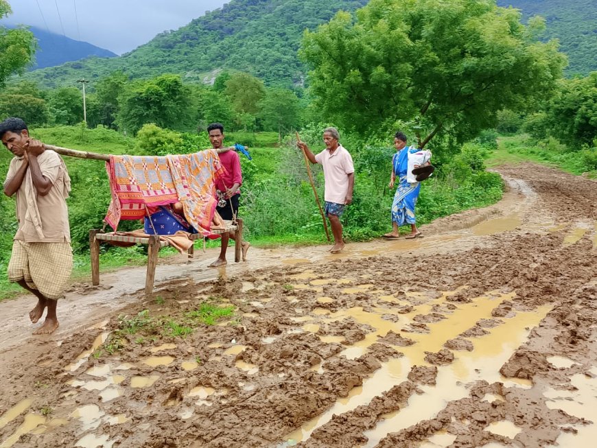 ଦୁର୍ଗମ ଅଞ୍ଚଳରେ ଜନନୀ ଯନ୍ତ୍ରଣା ଚାରି କିଲୋମିଟର ଖଟିଆରେ ବୁହାହେଲେ ଗର୍ଭବତୀ ମହିଳା l