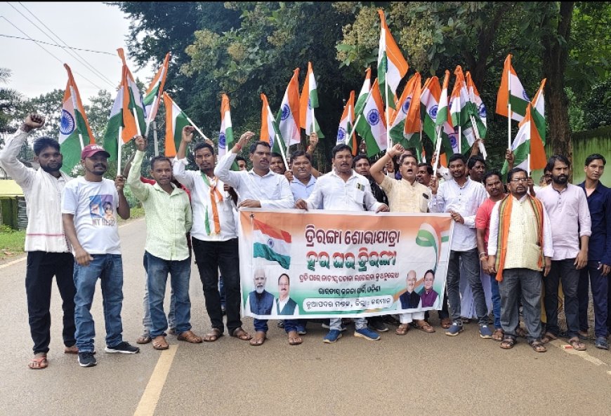 ନୂଆପଦର ମଣ୍ଡଳ ତରଫରୁ ତ୍ରିରଙ୍ଗା ଶୋଭାଯାତ୍ରା ।