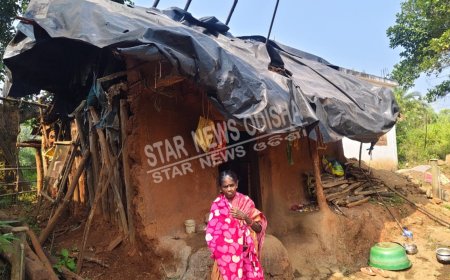 ଆବାସ ଘର ଅପେକ୍ଷାରେ ପୁଷ୍ପା ମାଝୀ ।